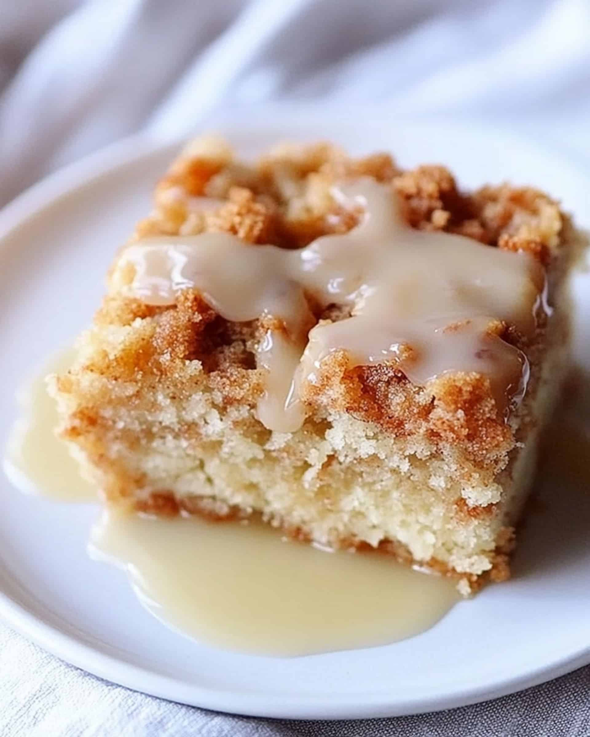 Rhubarb Streusel Cake with Warm Vanilla Sauce Recipe