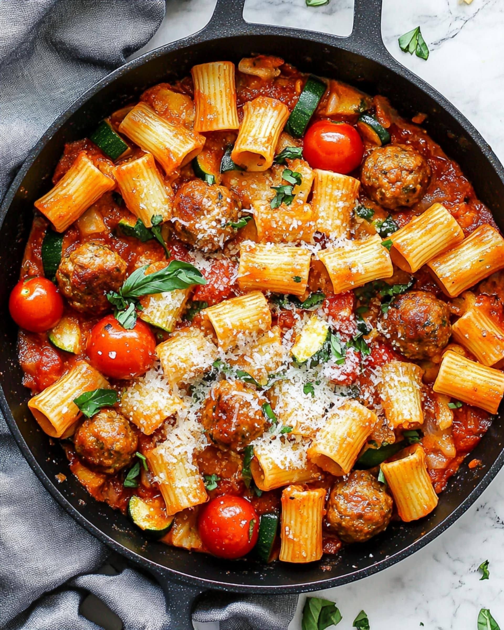Rigatoni with Sausage, Tomatoes, and Zucchini Recipe