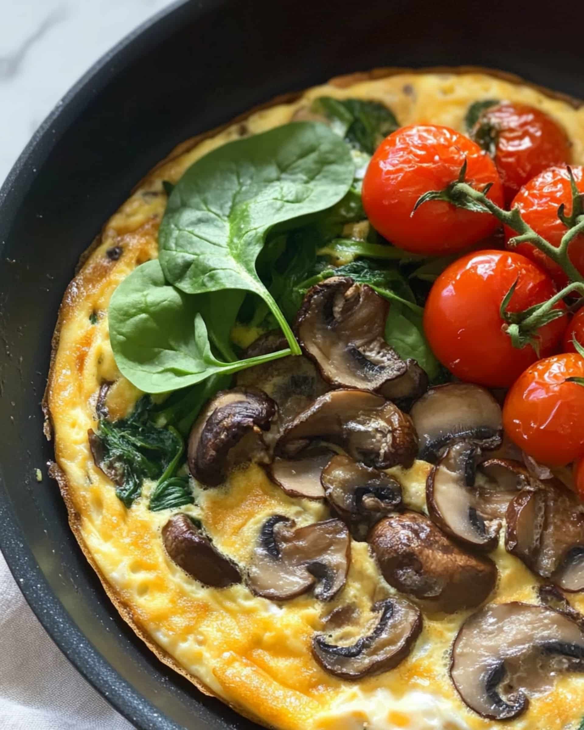 Spinach and Mushroom Frittata with Roasted Tomatoes Recipe