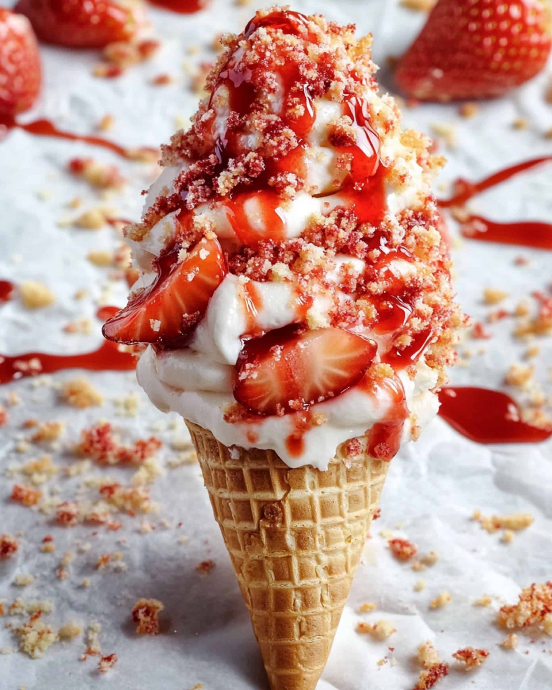 Strawberry Crunch Cheesecake Cones Recipe