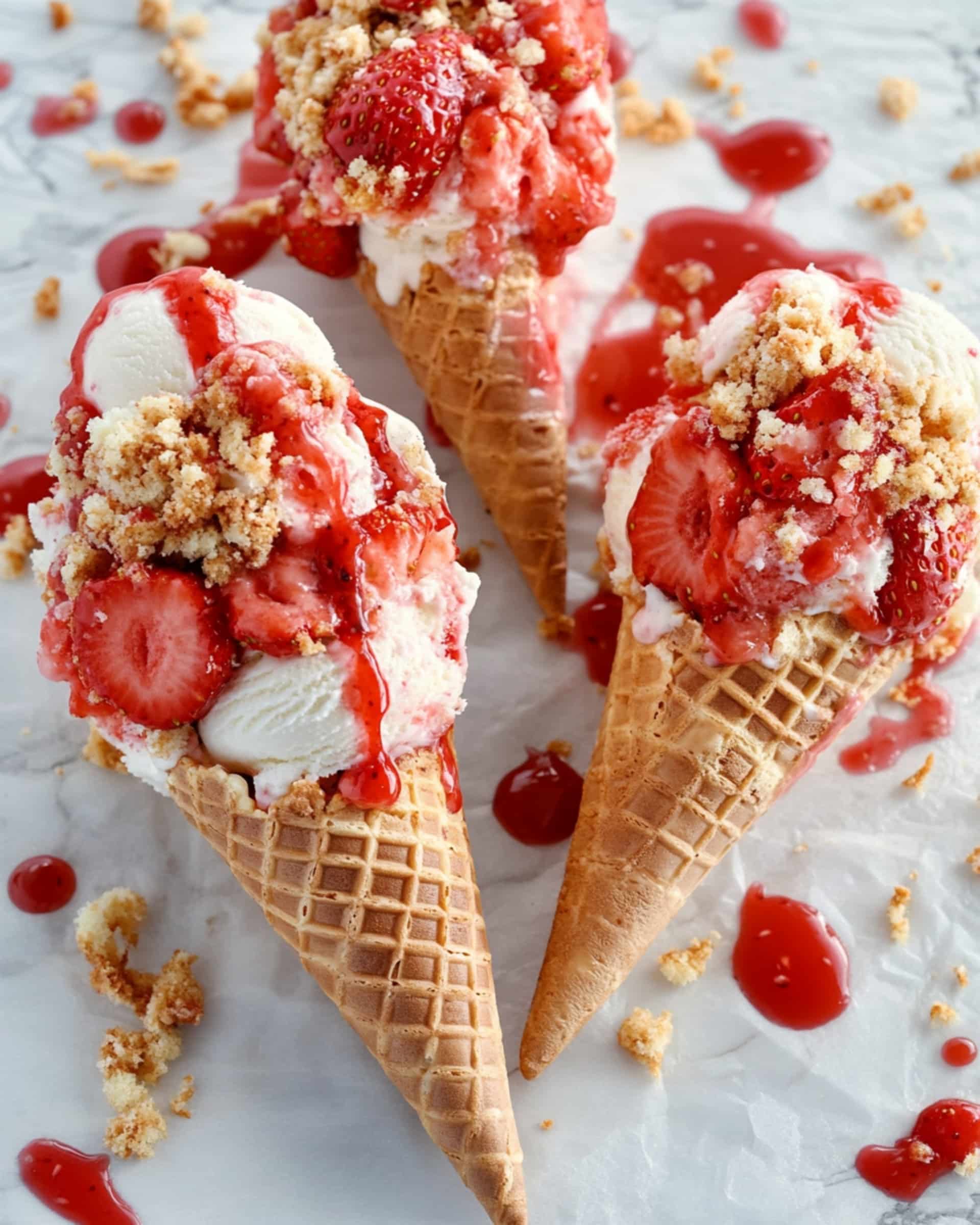 Strawberry Crunch Cheesecake Cones Recipe