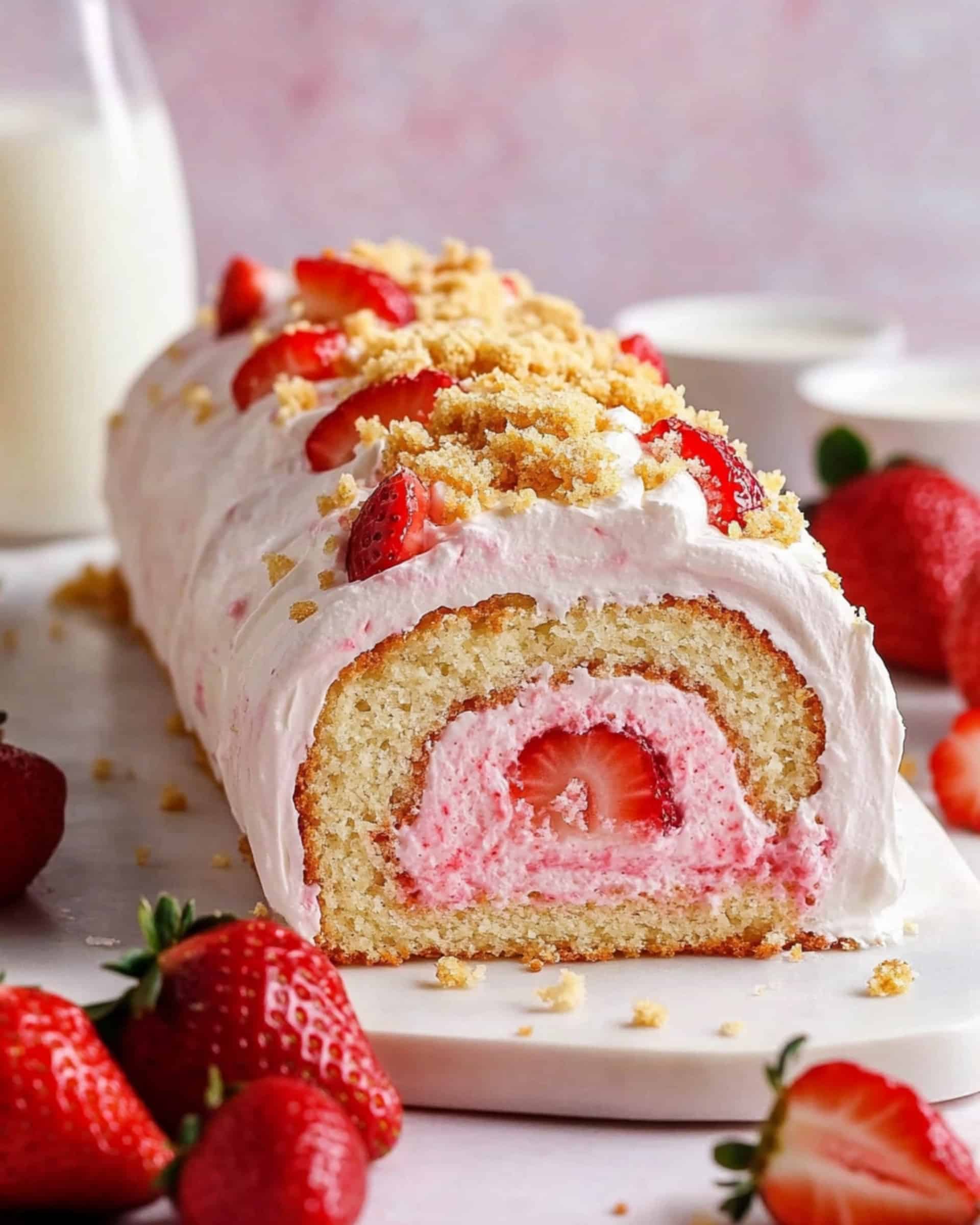 Strawberry Shortcake Swiss Roll Recipe