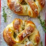 Mozzarella Stuffed Rosemary and Parmesan Soft Pretzels Recipe
