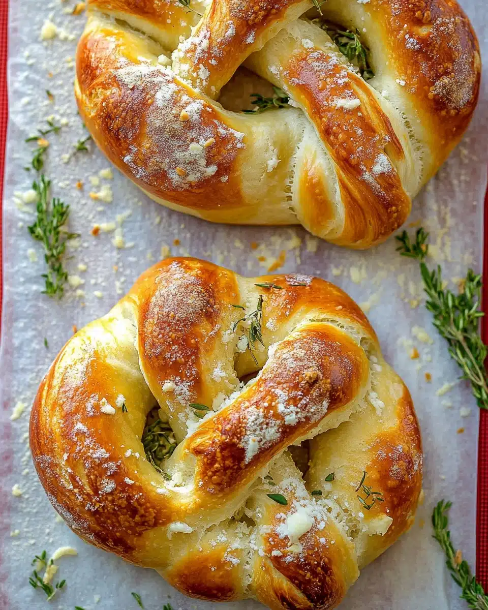Mozzarella Stuffed Rosemary and Parmesan Soft Pretzels Recipe