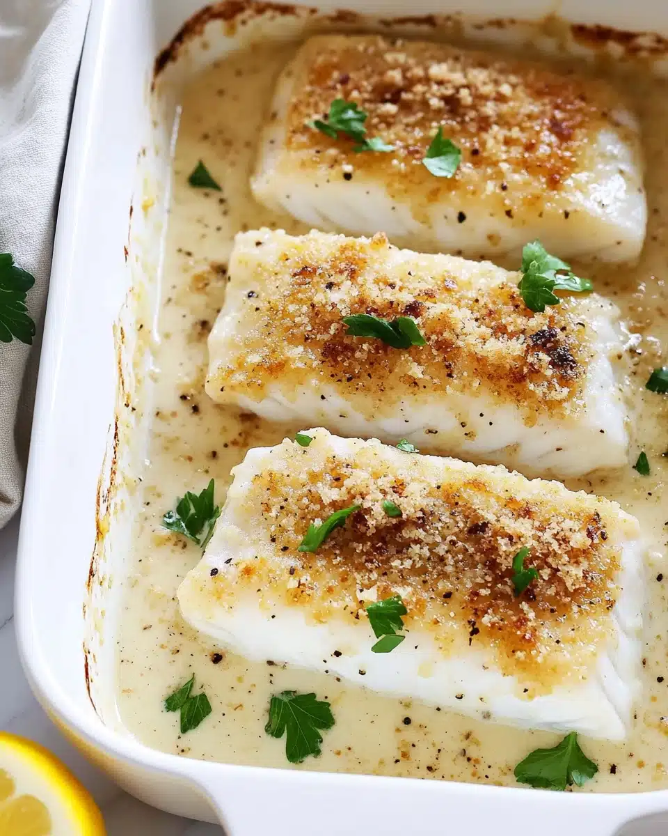 Creamy Lemon Garlic Baked Cod Recipe