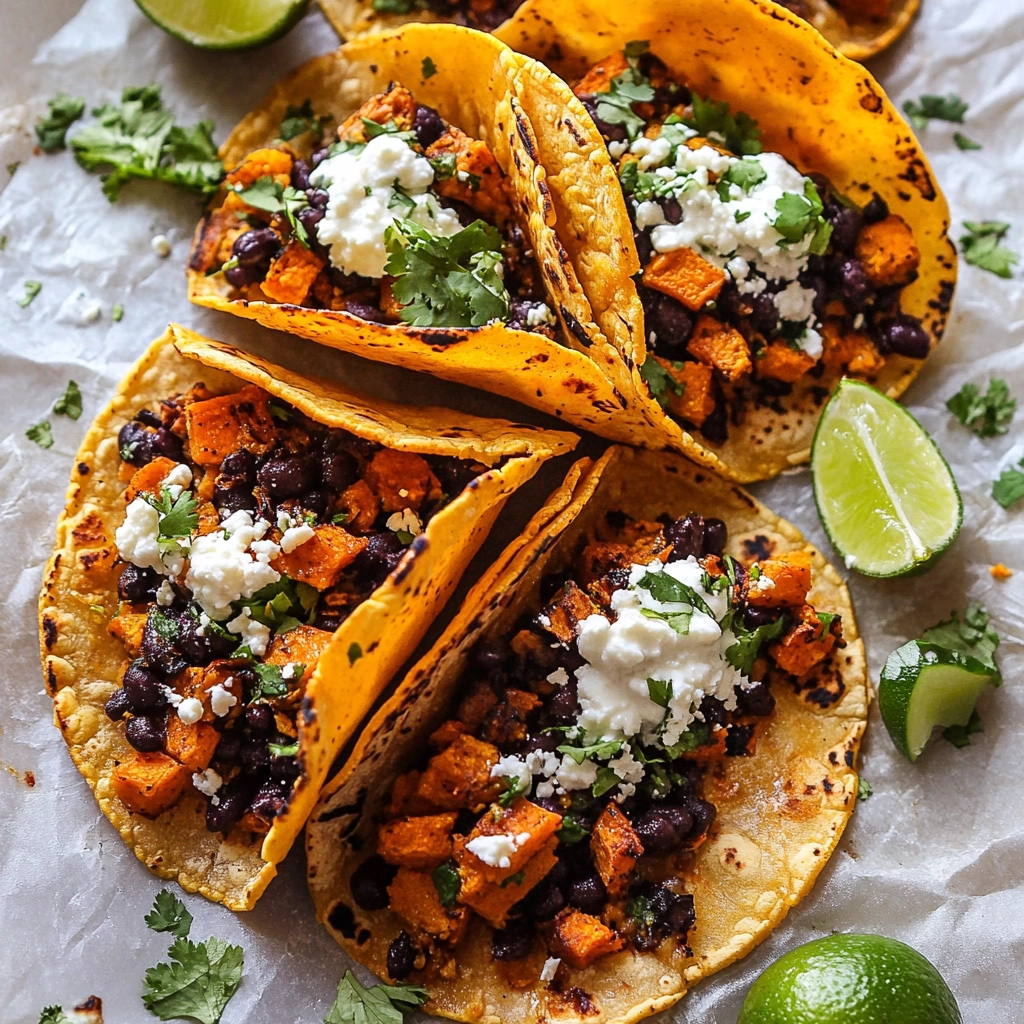 Crispy Chipotle Sweet Potato Tacos with Lime Crema Recipe - Recipe Image