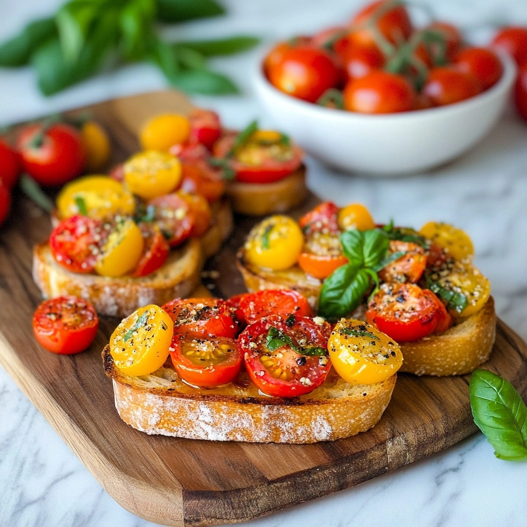 Fresh Cherry Tomato and Basil Bruschetta Recipe - Recipe Image