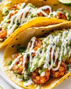 Spicy Shrimp Tacos with Garlic Cilantro Lime Slaw Recipe