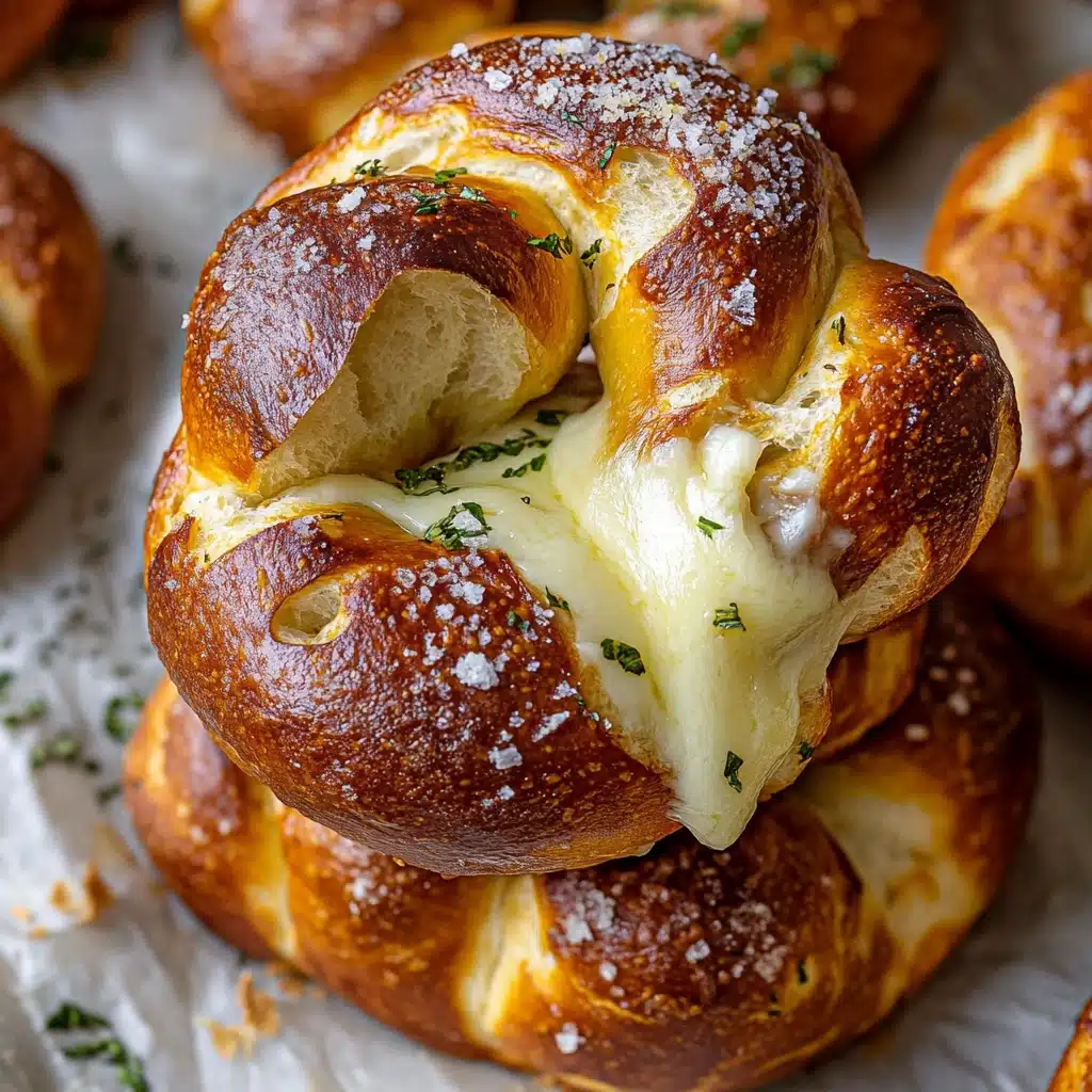 Mozzarella Stuffed Rosemary and Parmesan Soft Pretzels Recipe - Recipe Image