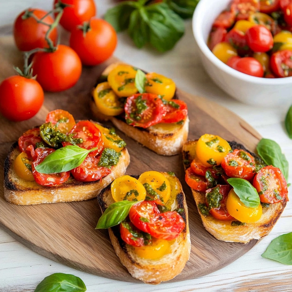 Fresh Cherry Tomato and Basil Bruschetta Recipe - Recipe Image