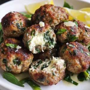 Spinach Garlic Meatballs Stuffed With Mozzarella Recipe