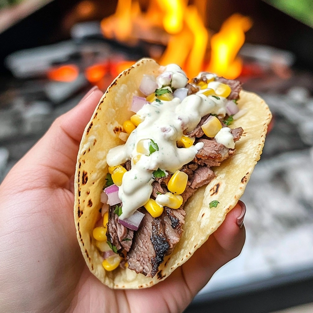 Grilled Steak Elote Tacos Recipe - Recipe Image