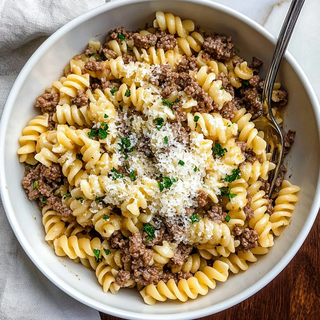 One Pot Beef and Garlic Butter Pasta Recipe - Recipe Image
