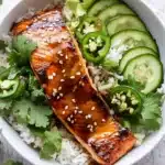 Crunchy Brown Rice Salmon Bowls with Herbed Tahini Dressing Recipe