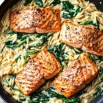 One Skillet Salmon with Lemon Orzo Recipe