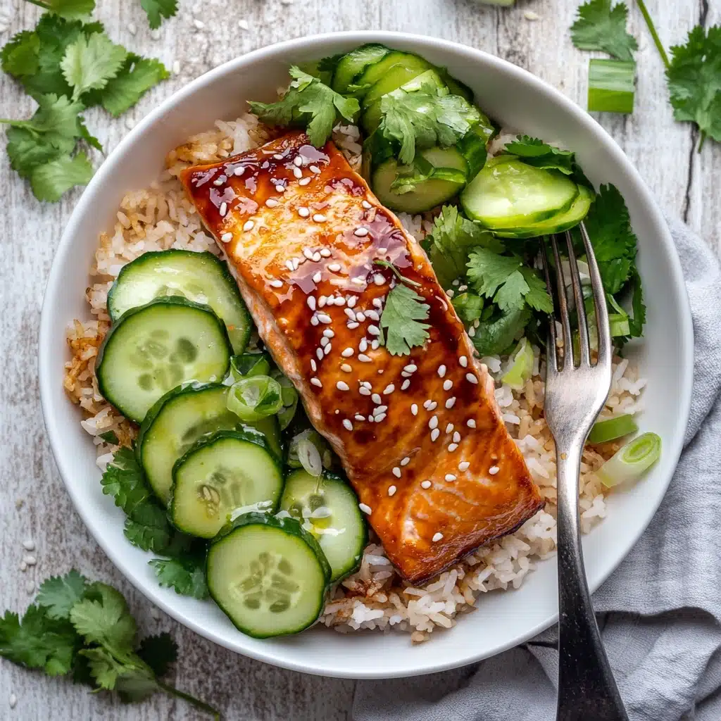 Crunchy Brown Rice Salmon Bowls with Herbed Tahini Dressing Recipe - Recipe Image