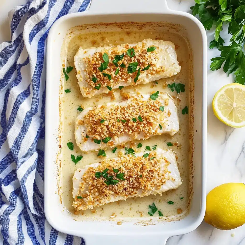 Creamy Lemon Garlic Baked Cod Recipe - Recipe Image