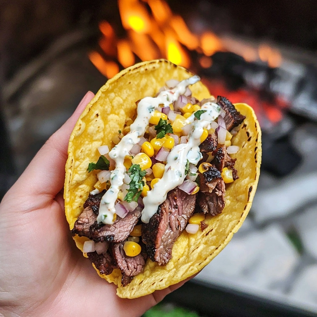 Grilled Steak Elote Tacos Recipe - Recipe Image