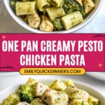 One Pan Creamy Pesto Chicken & Broccoli Pasta Recipe