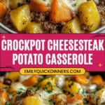 Crockpot Cheesesteak Potato Casserole Recipe