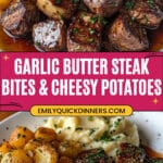 Garlic Butter Steak Bites and Cheesy Smashed Potatoes Recipe