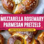 Mozzarella Stuffed Rosemary and Parmesan Soft Pretzels Recipe