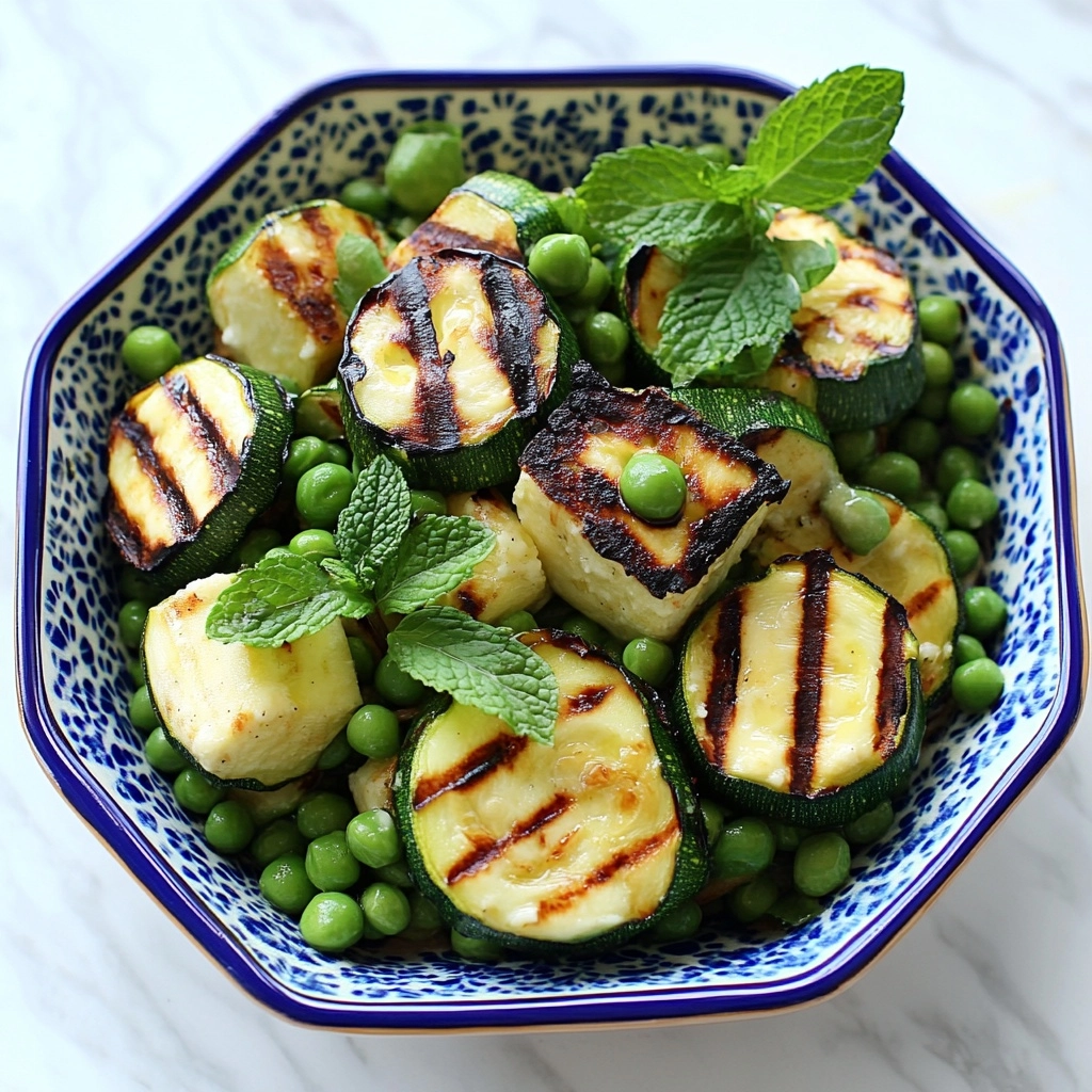 Grilled Zucchini, Halloumi, Pea Salad with Mint, Dijon and Lemon Recipe - Recipe Image