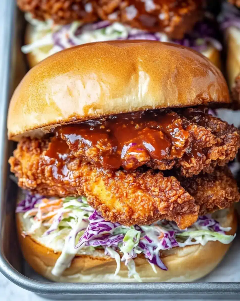 Fried Buffalo Chicken Sandwiches with Blue Cheese Slaw Recipe