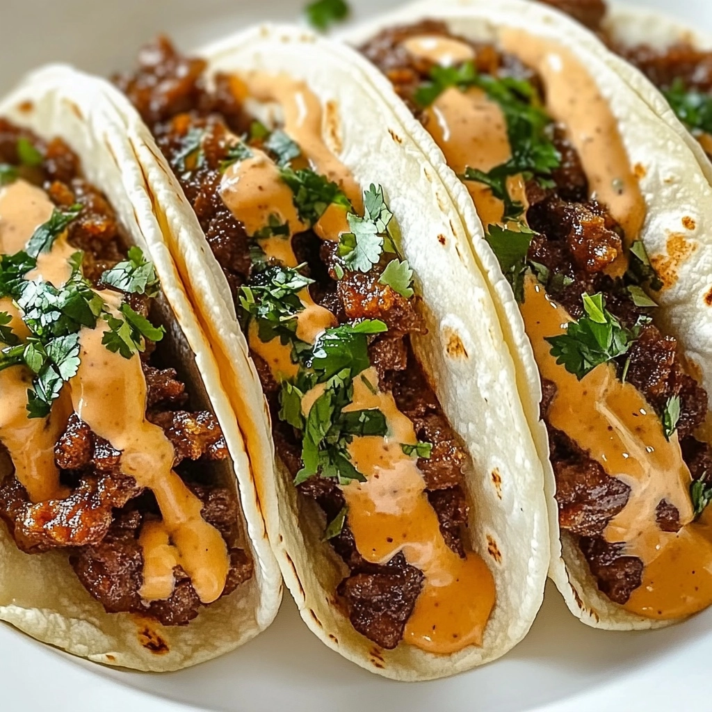 Garlic Butter Honey BBQ Beef Tacos Recipe - Recipe Image