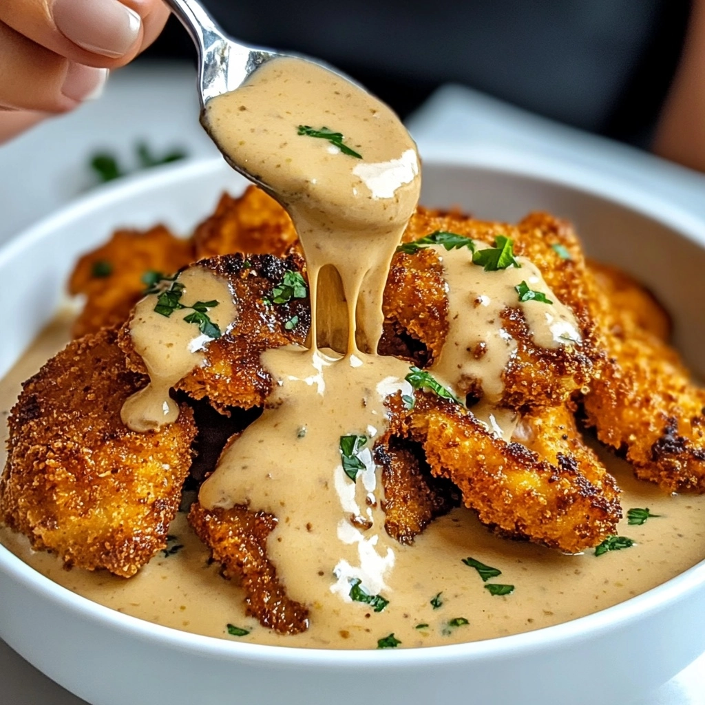 Parmesan Crusted Chicken with Creamy Garlic Sauce Recipe - Recipe Image