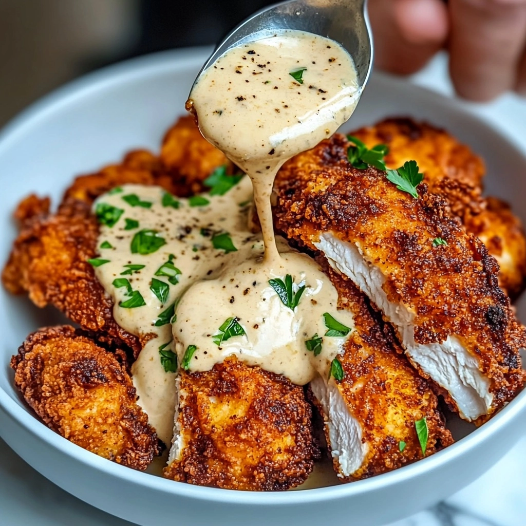 Parmesan Crusted Chicken with Creamy Garlic Sauce Recipe - Recipe Image