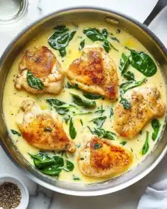 Creamy Garlic Skillet Chicken with Spinach Recipe
