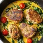 Creamy Pesto Chicken with Roasted Tomatoes and Spinach Recipe