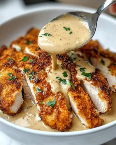 Parmesan Crusted Chicken with Creamy Garlic Sauce Recipe