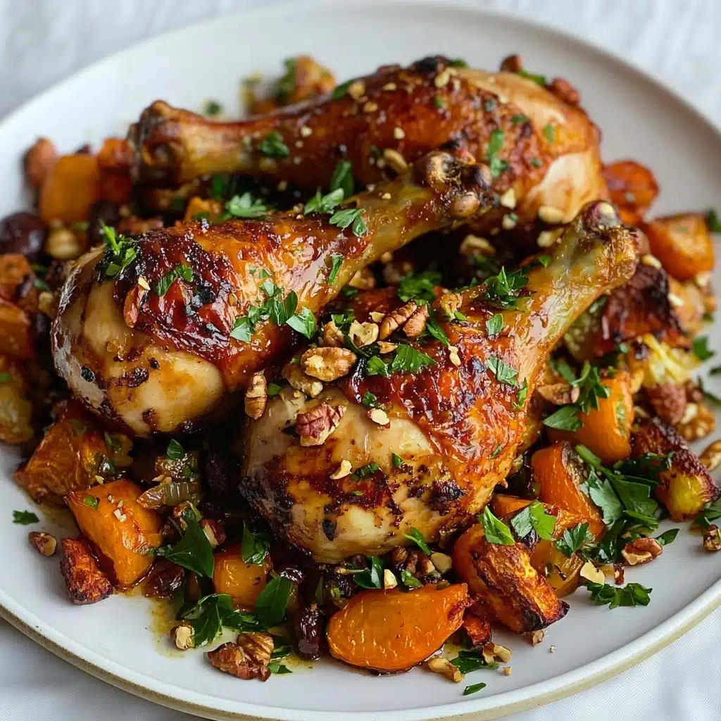 Sweet & Spicy Roast Chicken with Carrots, Dates & Pistachios Recipe - Recipe Image