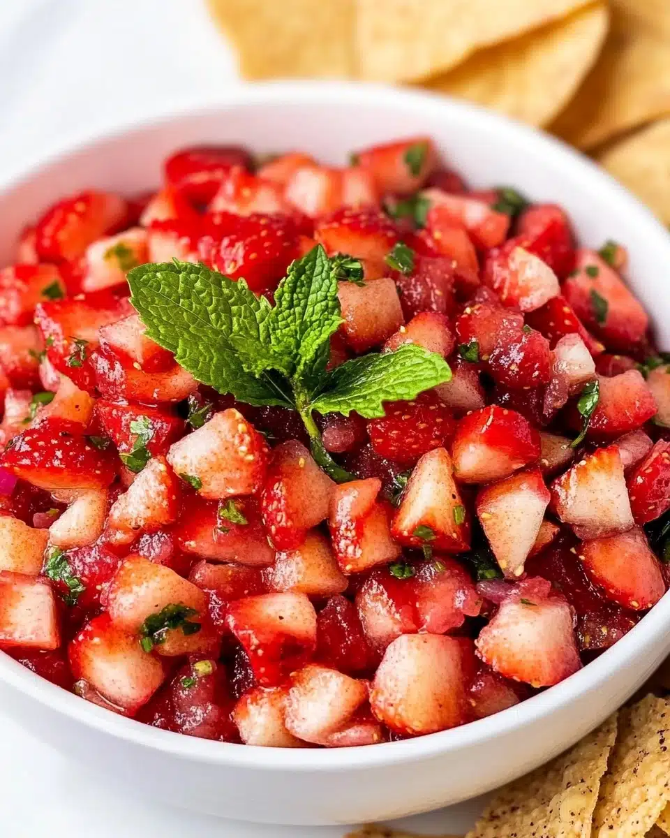 Dessert Strawberry Salsa with Cinnamon Chips Recipe