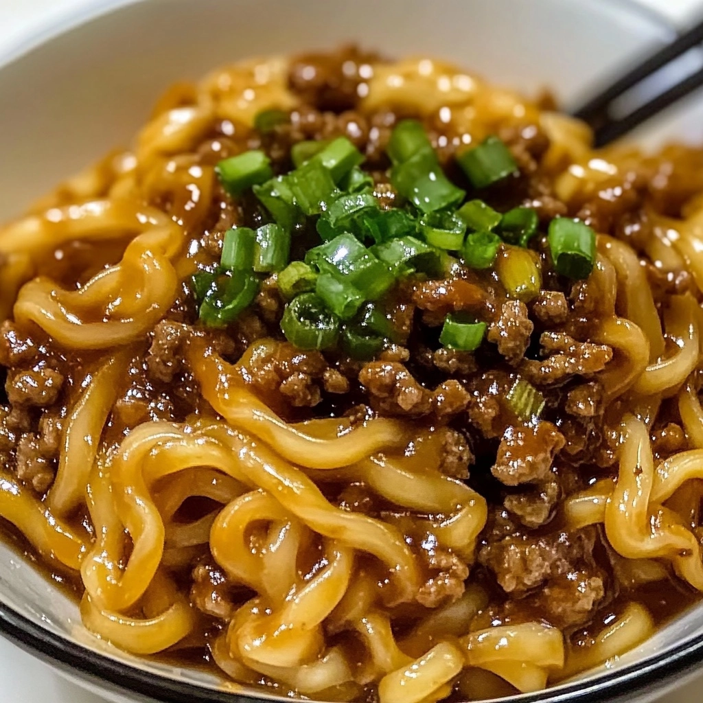 Mongolian Ground Beef Noodles Recipe - Recipe Image