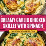 Creamy Garlic Skillet Chicken with Spinach Recipe