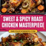 Sweet & Spicy Roast Chicken with Carrots, Dates & Pistachios Recipe
