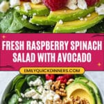 Raspberry-Spinach Salad with Avocado & Walnuts Recipe