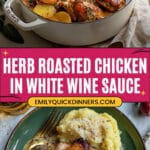 Herb Roasted Chicken in Creamy White Wine Sauce Recipe