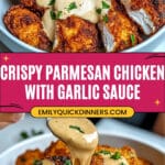 Parmesan Crusted Chicken with Creamy Garlic Sauce Recipe