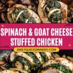 Goat Cheese & Spinach Stuffed Chicken Breast with Caramelized Onions + Mushrooms Recipe