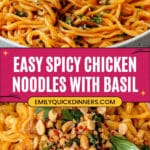 Sweet & Spicy Hot Chili Chicken Noodles with Basil Recipe