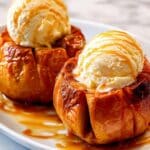 Bloomin' Apples with Caramel and Vanilla Ice Cream Recipe