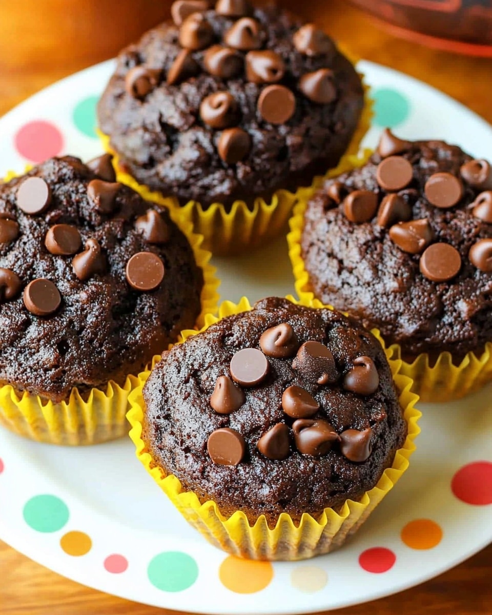 A close-up of a chocolate muffin resting inside a single open light yellow cupcake liner, with the muffin showing a soft and moist dark brown crumb texture. There are a few small chocolate chips scattered on top and around the muffin’s surface. The paper liner has ridges and looks slightly crinkled, framing the muffin from beneath. The background shows a white marbled texture with hints of a second muffin blurred in the corner. Photo taken with an iphone --ar 4:5 --v 6.1
