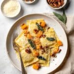 Pumpkin Ravioli with Sage, Pecans, and Parmesan Recipe