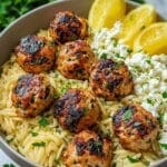 Greek Chicken Meatballs with Lemon Orzo Recipe