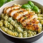 Pesto Pasta with Crispy Parmesan Chicken Recipe