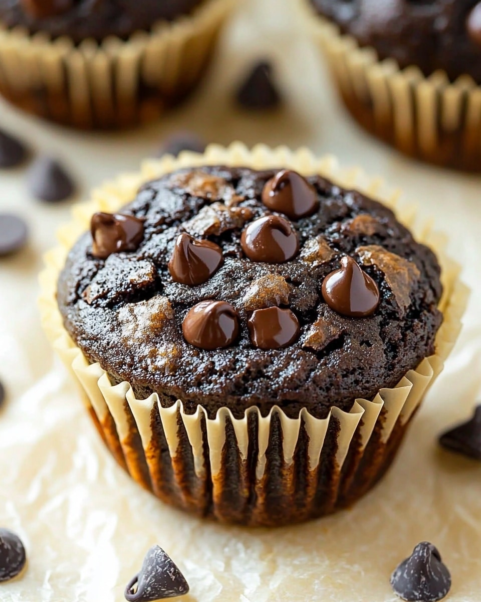 There are six dark chocolate muffins on a white plate with colorful polka dots. The muffins are in yellow paper liners, and each muffin has small chocolate chips on top. The muffins look soft and moist, with a slightly rough texture on the surface. The plate is placed on a white marbled surface, and the muffins are close together, filling the plate. photo taken with an iphone --ar 4:5 --v 6.1